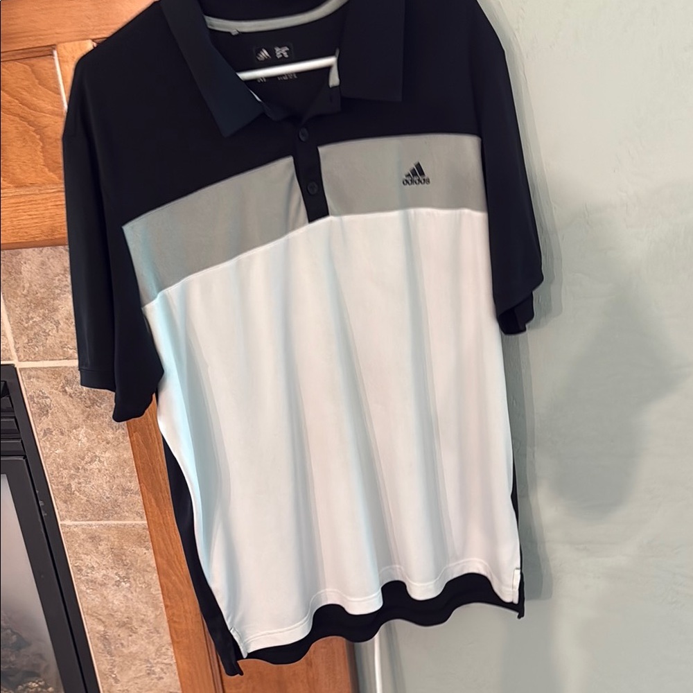 Adidas Black and White Performance Polo Shirt